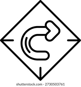 Diseño de icono de Vector de línea de giro a la derecha