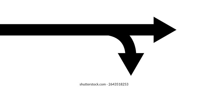 Girar a la derecha y fusionar el Vector de la señal de tráfico de flecha