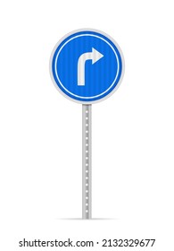 Right Turn Only Road Sign On A White Background. Vector Illustration.