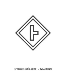 Right turn road sign line icon, outline vector sign, linear style pictogram isolated on white. Symbol, logo illustration. Editable stroke