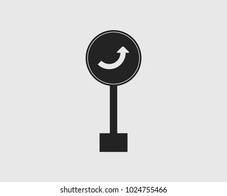 Right turn Rounded arrow sign icon of highway
