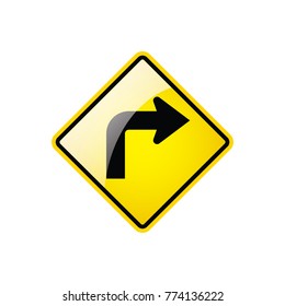 Right Turn Symbol icon on white background, Attracting attention Security First sign, Idea for,graphic,web design,EPS10.