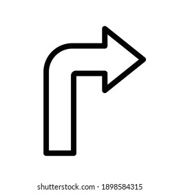 Right Turn Traffic Road Sign Line Icon