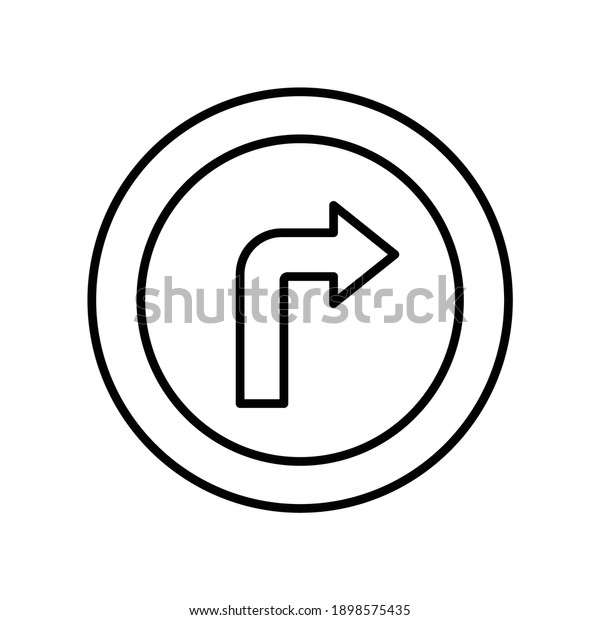 Right Turn traffic road\
sign line icon