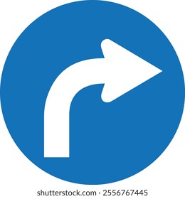 Right Turn Traffic Sign Vector Illustration