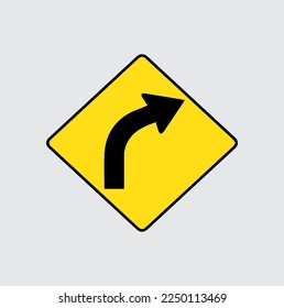 right turn traffic sing isolated on background