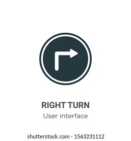 Right turn vector icon on white background. Flat vector right turn icon symbol sign from modern user interface collection for mobile concept and web apps design.