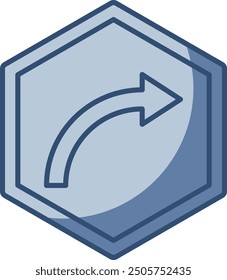 Rechtsdrehung, Vektorsymbol, transparenter Hintergrund. austauschbares blaues Farbdesign