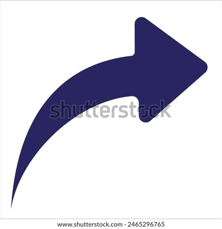 Right turning directional blue arrow. Turn arrow icon vector in trendy flat style. Arrow icon illustration isolated on white background. Vector Illustration