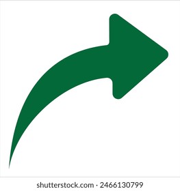 Right turning directional green arrow. Turn arrow icon vector in trendy flat style. Arrow icon illustration isolated on white background. Vector Illustration