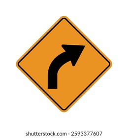 Right turning road direction road sign vector on white background