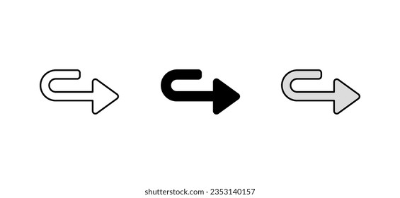 Rechtes U-Turn-Symbol-Design mit weißem Hintergrund, Stockillustration