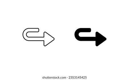 Rechtes U-Turn-Symbol-Design mit weißem Hintergrund, Stockillustration