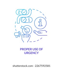 Right use of urgency concept blue gradient icon. Marketing psychology tactic. Boost interaction. Solve issues abstract idea thin line illustration. Isolated outline drawing. Myriad Pro-Bold font used