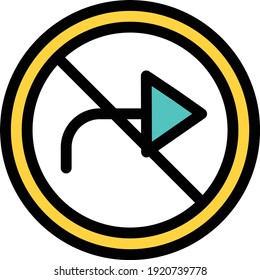 right vector colour line icon