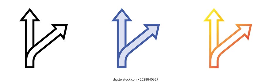 right way icon. Linear, Blue Fill and Gradient Style Design Isolated On White Background