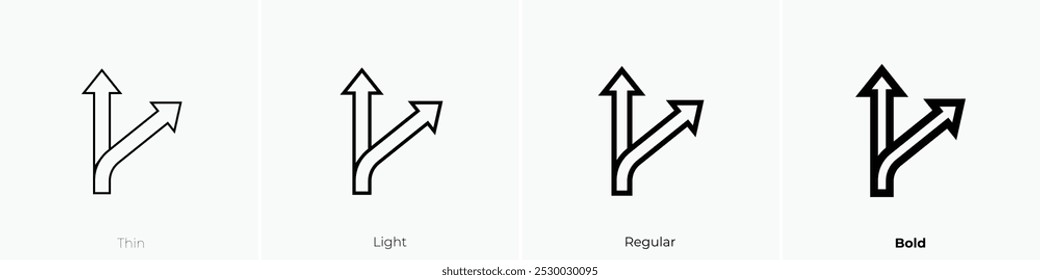 right way icon. Thin, Light Regular And Bold style design isolated on white background