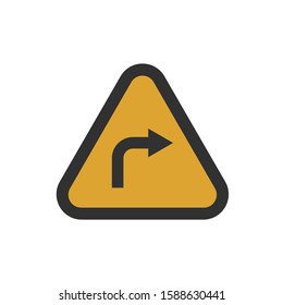 right way on the triangle road sign.  sign isolated on white
