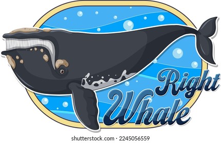Right whale logo with carton character illustration