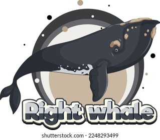 Right whale logo with carton character illustration