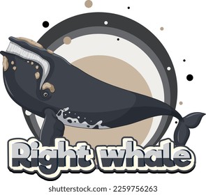 Right whale logo with carton character illustration