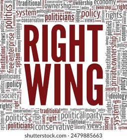 Right Wing word cloud conceptual design isolated on white background.