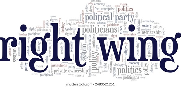 Right Wing word cloud conceptual design isolated on white background.