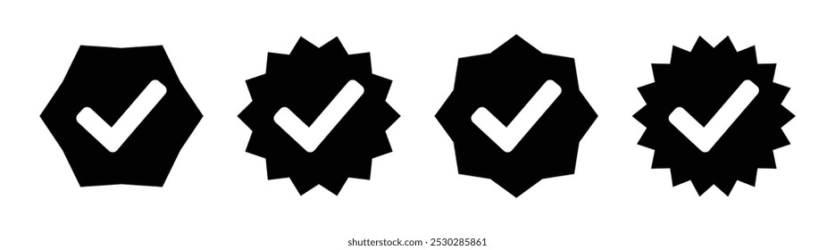 Símbolo errado direito definido em círculo ziguezague em preto e branco ilustração de vetor de cor. Botão de ícone de marca de seleção definido. Ícone de caixa de seleção com botões certos e errados e ícones de marca de seleção sim ou não.