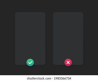 right and wrong banner, dark vector design