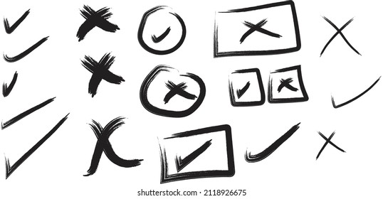 Right Or Wrong Black Art Brush Collection Vector Illustration.