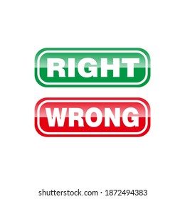 Right and Wrong Button with Glossy Effect Design Template Vector