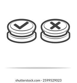 Right and wrong buttons outline icon transparent vector isolated