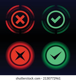 right and wrong buttons vector art illustration