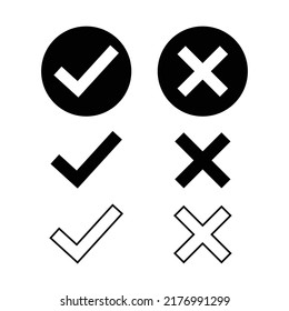 Right Or Wrong Buttons. Yes And No Icons Vector Illustration. Wrong And Right Check Mark Icons.