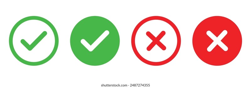 Right Wrong check mark vector  icon set 