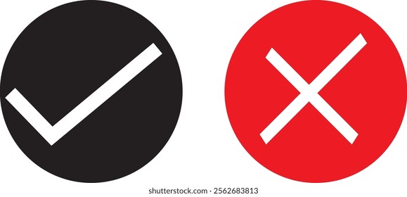 Right Wrong Circular Symbol Icon Vector Illustration