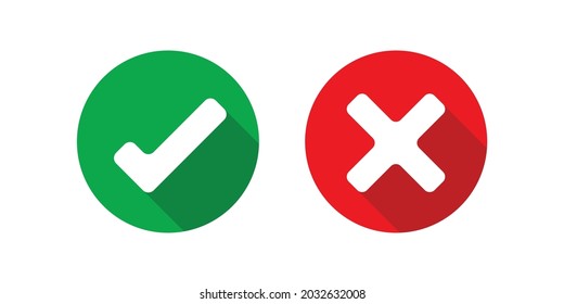 right and wrong, done and not done signs, red and green icon

