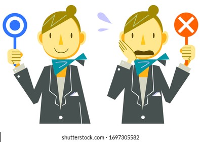 right and wrong, female receptionist icon series