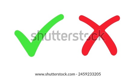 Right Wrong Hand Drawn Icons Vector Illustration