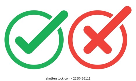 right and wrong icon, confirm and cancel sign of making agreement, positive or negative symbol