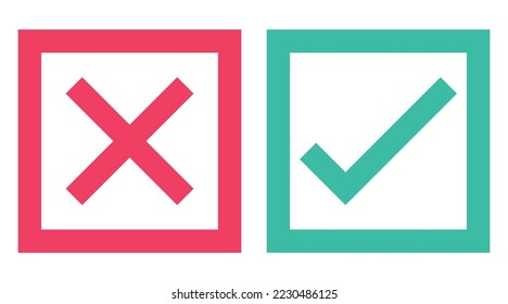 right and wrong icon, confirm and cancel sign of making agreement, positive or negative symbol