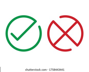 right and wrong icon, decline and accept sign