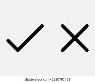 Right and Wrong Icon. Tick Cross Correct Incorrect Okay OK Status Positive Negative True False. Black White Sign Symbol Graphic Clipart EPS Vector