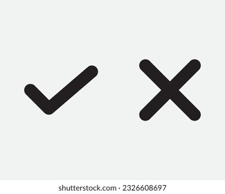 Right and Wrong Icon Yes No Right Wrong Positive Negative Tick Cross x Vote Choice Approve Black White Graphic Clipart Artwork Symbol Sign Vector EPS