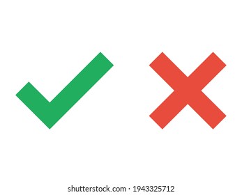  Right and wrong icons. Check and cross mark symbols.