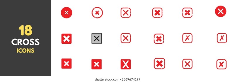 Right or wrong icons. Green tick and red cross checkmarks. Yes or no symbol, approved or rejected icon for user interface. 