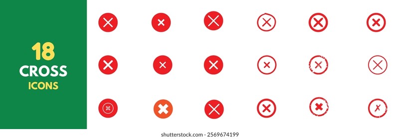 Right or wrong icons. Green tick and red cross checkmarks. Yes or no symbol, approved or rejected icon for user interface. 