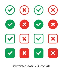 Right or wrong icons. Yes and Cross icon set.