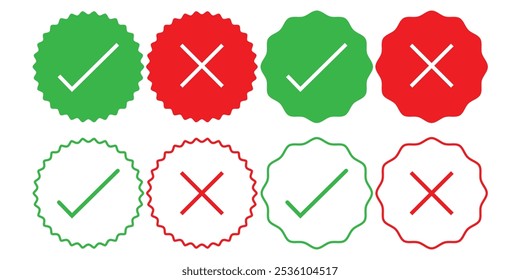 right an wrong  marks, Tick and cross marks,  approved, disapproved symbol . check and wrong box Isolated icon.