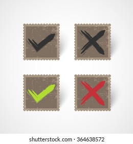 right, wrong sign symbol set